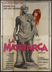 6k156 LIBERTINE Italian 2p '68 La Matriarca, Metzger, art of Catherine Spaak & statue by Nistri!