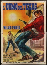 6k157 LONE TEXAN Italian 2p R63 different Casaro art of Texas cowboy Willard Parker in gunfight!