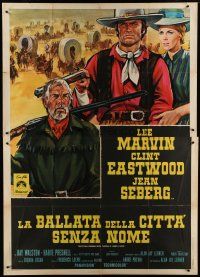 6k164 PAINT YOUR WAGON Italian 2p '70 different Colizzi art of Clint Eastwood, Marvin & Seberg!
