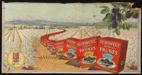 6k021 SUNSWEET 11x21 advertising poster '20s California prunes in medium & large boxes, also cans!