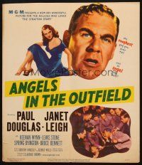 6k271 ANGELS IN THE OUTFIELD WC '51 artwork of Paul Douglas & sexy Janet Leigh, baseball!