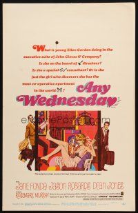 6k272 ANY WEDNESDAY WC '66 Robert McGinnis art of sexy Jane Fonda, Jason Robards & Dean Jones!