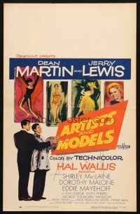 6k275 ARTISTS & MODELS WC '55 Dean Martin & Jerry Lewis painting, sexy Shirley MacLaine!
