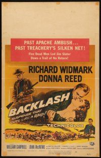6k277 BACKLASH WC '56 Richard Widmark & sexy Donna Reed in suspense that cuts like a whip!
