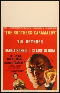 6k301 BROTHERS KARAMAZOV WC '58 huge headshot of Yul Brynner + sexy Maria Schell & Claire Bloom!