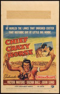 6k306 CHIEF CRAZY HORSE WC '55 art of Native American Indian Victor Mature with arms raised!