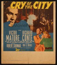 6k320 CRY OF THE CITY WC '48 film noir, cool c/u of Victor Mature, Richard Conte, Shelley Winters