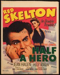 6k372 HALF A HERO WC '53 great image of Red Skelton in double trouble, sexy Jean Hagen!