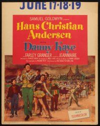 6k375 HANS CHRISTIAN ANDERSEN WC '53 art of Danny Kaye playing w/invisible flute w/story characters