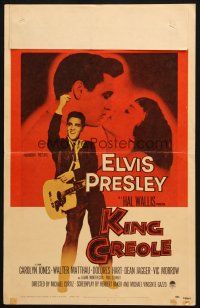 6k411 KING CREOLE WC '58 great full-length image of Elvis Presley with guitar + w/ Carolyn Jones!