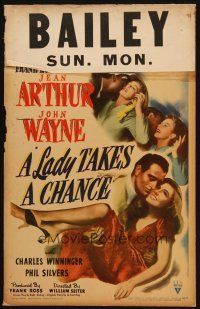 6k414 LADY TAKES A CHANCE WC '43 Jean Arthur moves west and falls in love with John Wayne!