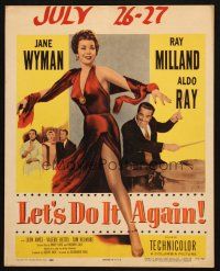 6k418 LET'S DO IT AGAIN WC '53 Ray Milland, art of sexy go go girl Jane Wyman!