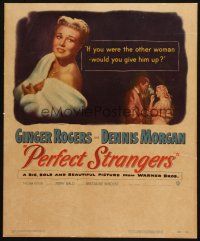 6k459 PERFECT STRANGERS WC '50 Ginger Rogers in fur & fine jewelry, smoking with Dennis Morgan!