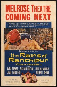 6k464 RAINS OF RANCHIPUR WC '55 Lana Turner, Richard Burton, rains couldn't wash their sin away!