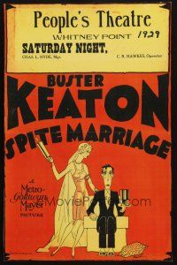 6k482 SPITE MARRIAGE REPRO WC '80s wonderful cartoon art of Buster Keaton & Dorothy Sebastian!