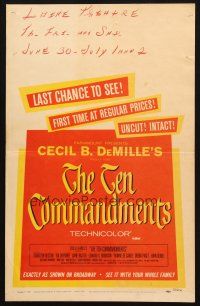 6k488 TEN COMMANDMENTS WC '60 Cecil B. DeMille classic starring Charlton Heston & Yul Brynner!