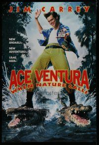 6m037 ACE VENTURA WHEN NATURE CALLS teaser 1sh '95 directed by Steve Oedekerk, wacky Jim Carrey!