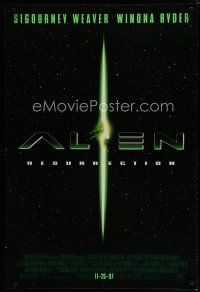 6m048 ALIEN RESURRECTION style B advance 1sh '97 Sigourney Weaver, Winona Ryder, sci-fi sequel!