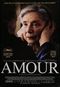 6m058 AMOUR DS 1sh '12 Jean-Louis Trintignant, Emmanuelle Riva, image of old woman held by ears!