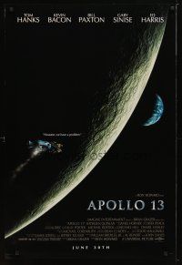 6m062 APOLLO 13 advance DS 1sh '95 Ron Howard directed, Tom Hanks, image of module in moon's orbit!