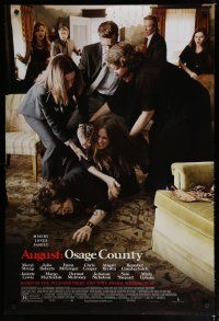 6m070 AUGUST: OSAGE COUNTY DS 1sh '13 misery loves family, wacky image of domestic disturbance!