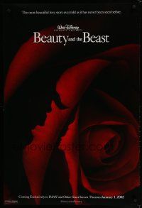 6m102 BEAUTY & THE BEAST advance DS 1sh R02 Walt Disney cartoon classic, art of cast in rose!