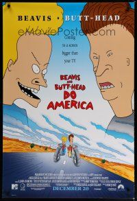 6m105 BEAVIS & BUTT-HEAD DO AMERICA advance 1sh '96 Mike Judge MTV juvenile delinquent cartoon!