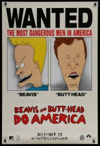 6m107 BEAVIS & BUTT-HEAD DO AMERICA teaser 1sh '96 Mike Judge, most dangerous men in America!