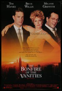 6m127 BONFIRE OF THE VANITIES DS 1sh '90 Tom Hanks, Bruce Willis & Melanie Griffith over New York!