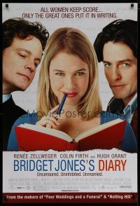 6m139 BRIDGET JONES'S DIARY DS 1sh '01 Renee Zellweger, Hugh Grant, Colin Firth!