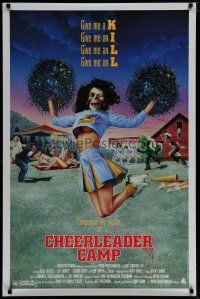 6m166 CHEERLEADER CAMP 1sh '87 John Quinn directed, wacky image of sexy cheerleader w/skull head!