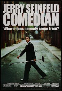 6m176 COMEDIAN advance 1sh '02 great image of Jerry Seinfeld walking across street with microphone!