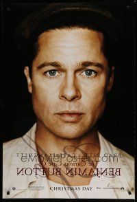 6m188 CURIOUS CASE OF BENJAMIN BUTTON teaser DS 1sh '08 cool portrait of handsome Brad Pitt!