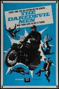6m197 DAREDEVIL MEN 1sh '60s stunt men documentary, cool image of fighters & man on motorcycle!