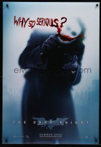 6m200 DARK KNIGHT teaser DS 1sh '08 Heath Ledger as the Joker, why so serious?