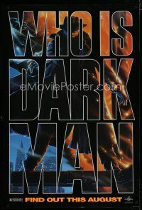 6m204 DARKMAN teaser DS 1sh '90 directed by Sam Raimi, cool Alvin art of masked hero Liam Neeson!