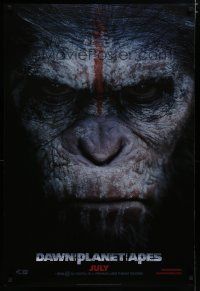6m207 DAWN OF THE PLANET OF THE APES style A teaser DS 1sh '14 super close-up of Caesar!