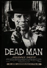 6m210 DEAD MAN 1sh '96 great image of Johnny Depp pointing gun, Jim Jarmusch's mystic western!