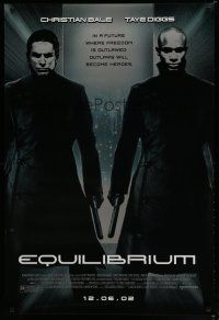 6m254 EQUILIBRIUM advance 1sh '02 Christian Bale & Taye Diggs, a future where freedom is outlawed!