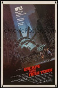 6m258 ESCAPE FROM NEW YORK studio style 1sh '81 John Carpenter, Kurt Russell, art by Jackson!