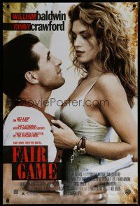6m269 FAIR GAME DS 1sh '95 sexy Cindy Crawford & William Baldwin as cop on the edge!
