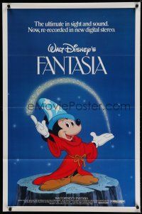 6m272 FANTASIA 1sh R82 great image of Mickey Mouse, Disney musical cartoon classic!