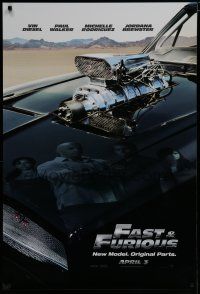 6m276 FAST & FURIOUS teaser DS 1sh '09 Vin Diesel, Paul Walker, blown R/T Charger!