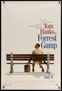 6m294 FORREST GUMP advance 1sh '94 Tom Hanks sits on bench, Robert Zemeckis classic!