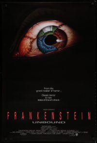 6m296 FRANKENSTEIN UNBOUND int'l 1sh '90 Roger Corman, cool stitched eyeball art by Christian!