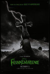 6m298 FRANKENWEENIE October teaser DS 1sh '12 Tim Burton, horror image of wacky graveyard!