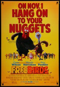 6m299 FREE BIRDS advance DS 1sh '13 hang on to your nuggets, wacky image of turkeys!