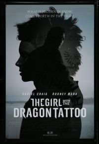 6m319 GIRL WITH THE DRAGON TATTOO advance DS 1sh '11 Daniel Craig, Rooney Mara in title role!