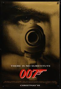 6m329 GOLDENEYE advance DS 1sh '95 Pierce Brosnan as secret agent James Bond 007, cool close-up!