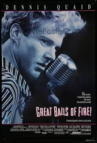 6m347 GREAT BALLS OF FIRE int'l 1sh '89 Dennis Quaid as rock 'n' roll star Jerry Lee Lewis!